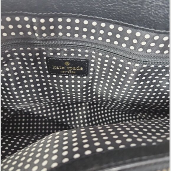 Kate Spade Black Leather Harrison Elena Bow Top Handle Shoulder Purse Bag duster - Picture 10 of 12